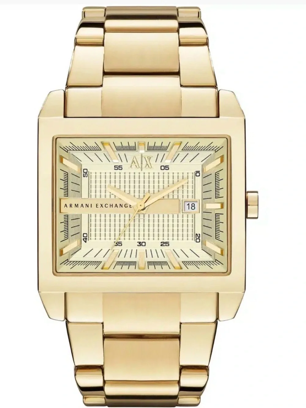 Armani Exchange Gold-Tone Square Bracelet Watch Mens